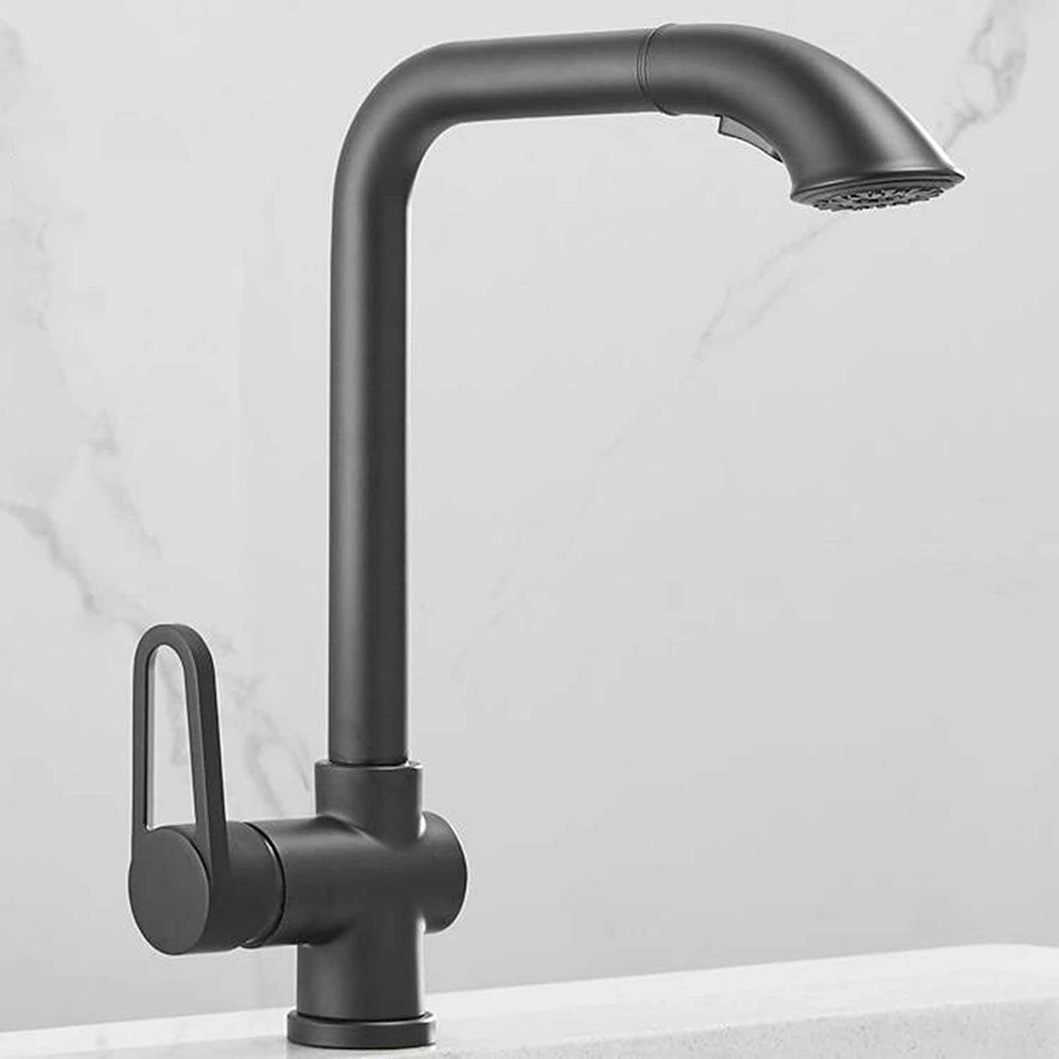 Pull Out Kitchen Mixer Faucet Swivel Brass Hot and Cold Water Single ...