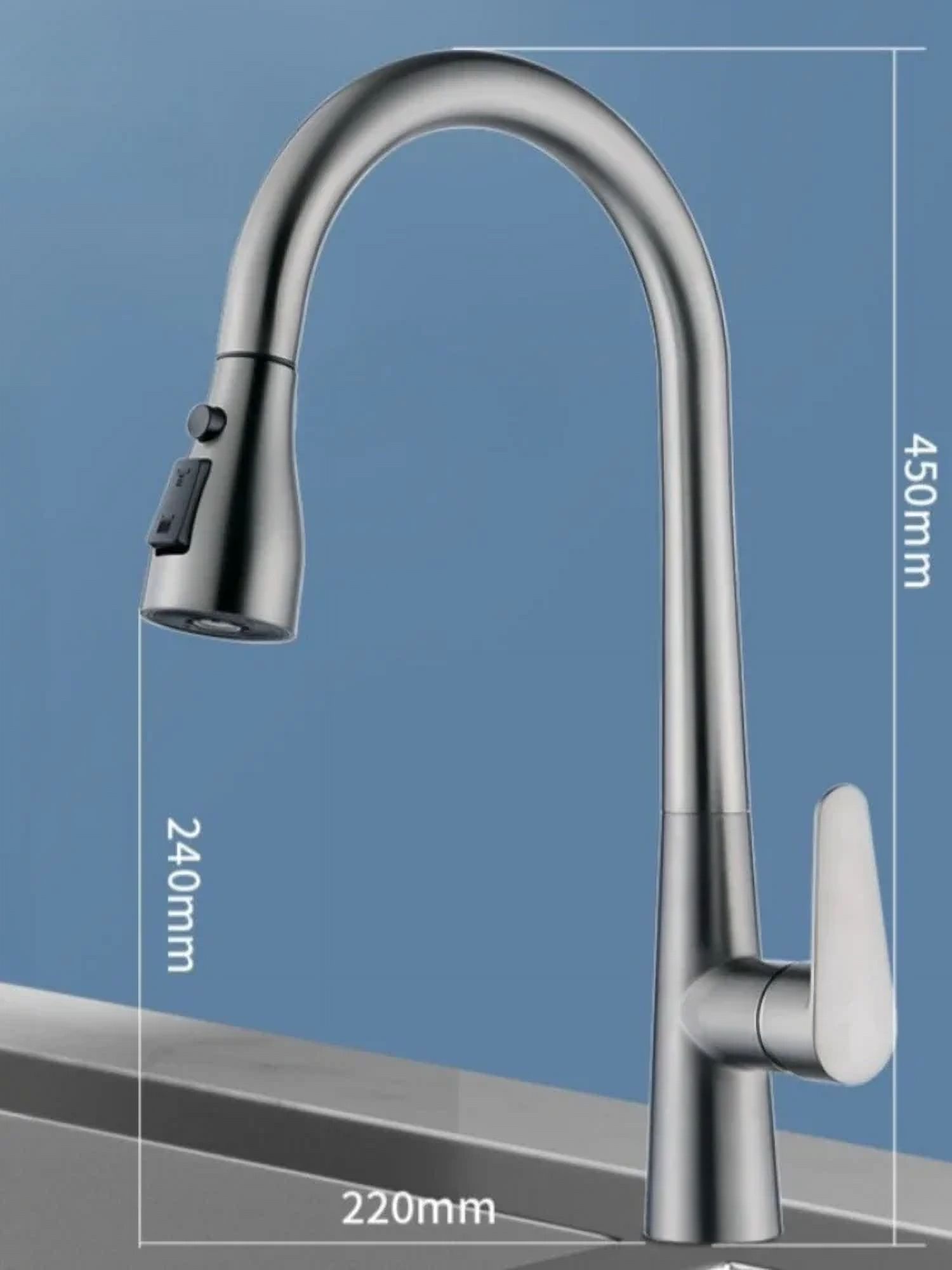 Pull Out Kitchen Mixer Sink Faucet 3 Function Stream Sprayer 360 Degree ...