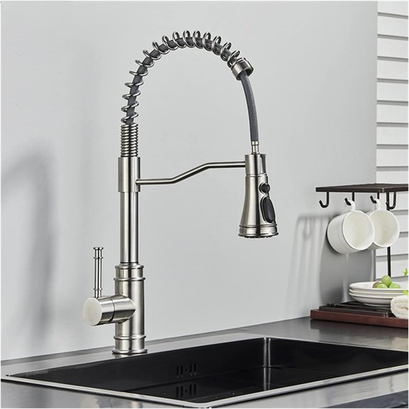 Pull Out Kitchen Sink Faucet Black, Deck Mounted Hot Cold Kitchen Mixer Tap, Three Modes Sink Faucets with Pull Down Sprayer,Matte Black