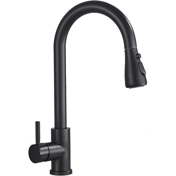 Pull Out Kitchen Sink Water Tap, 360 Rotation Black Kitchen Tap, Matte Black Kitchen Single Handle Mixer Tap