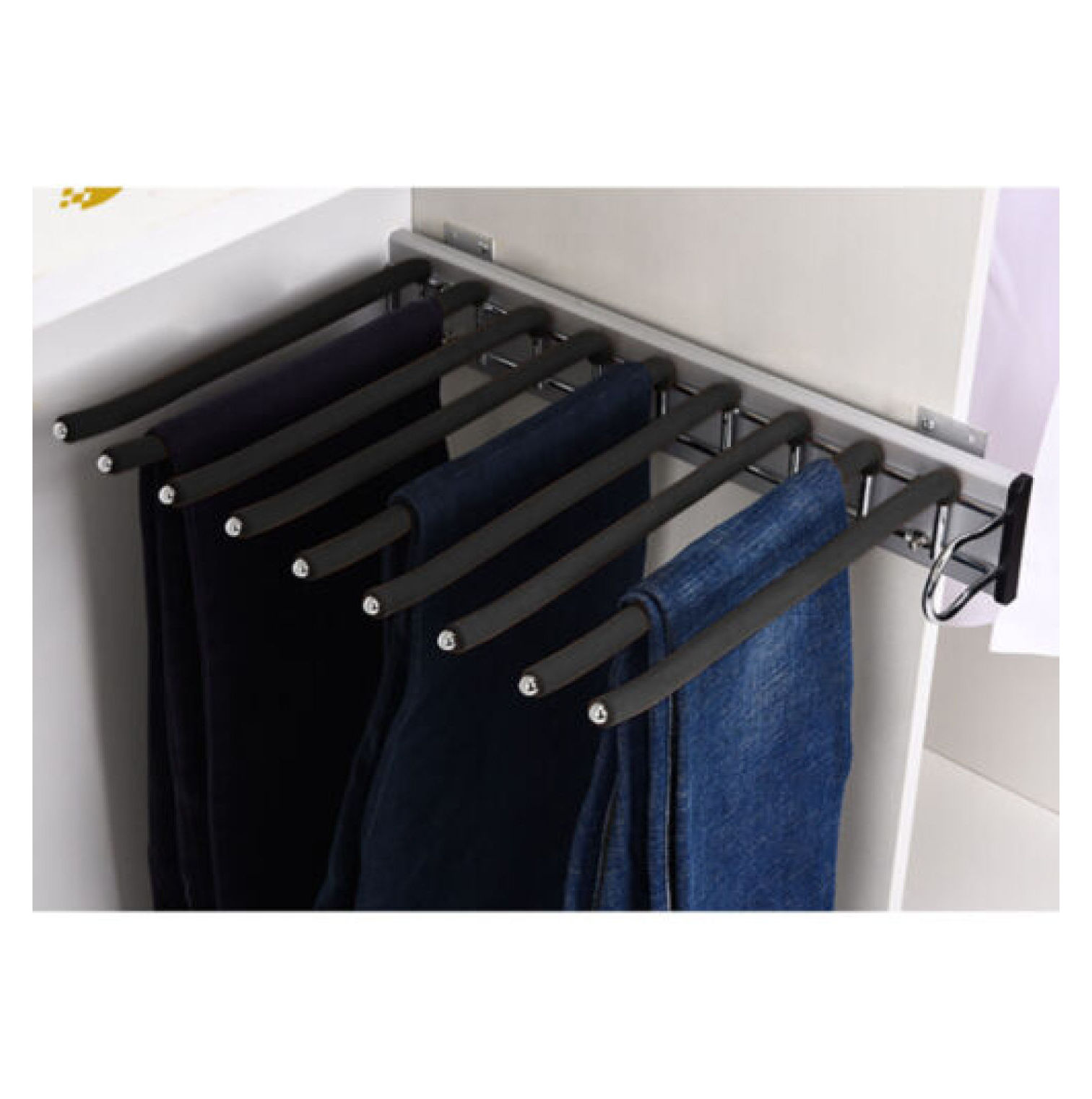 Pull Out Pants Rack Slide Out 9 Arms Steel Pants Hangers Space Saving