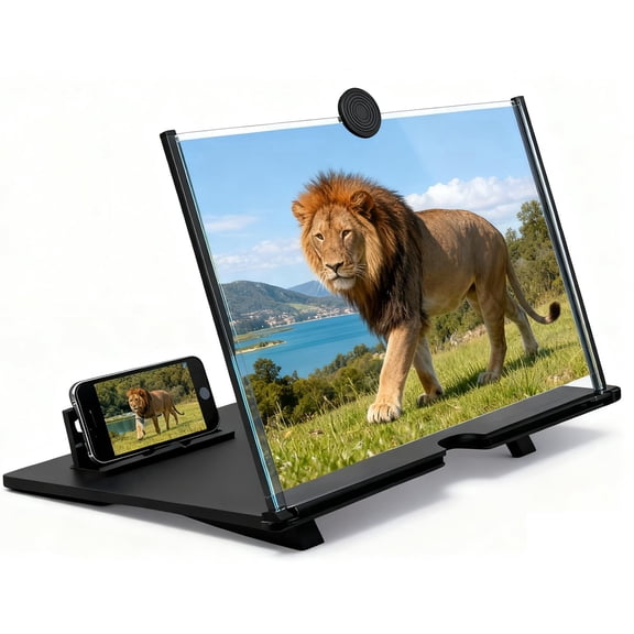 Pull-Out Phone Screen Magnifier, 3D HD Mobile Screen Enlarger with Foldable Stand, Portable Smartphone Display Amplifier for Movies, Videos & Gaming