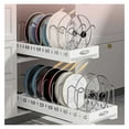 thumbnail image 1 of Pull Out Pot & Pan Lid Rack Organizer - Cabinet Built-in Draining Rack for Kitchen - Adjustable Dividers, Smooth Sliding, Drain Tray Included White, 1 of 9
