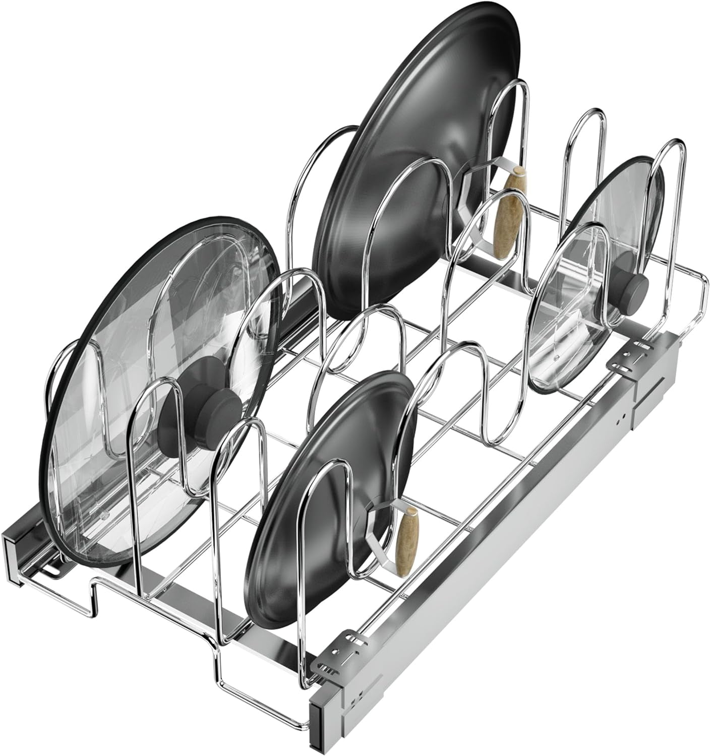 Pull Out Pots and Pans Organizer for Cabinet, Adjustable Slide Out Pan ...