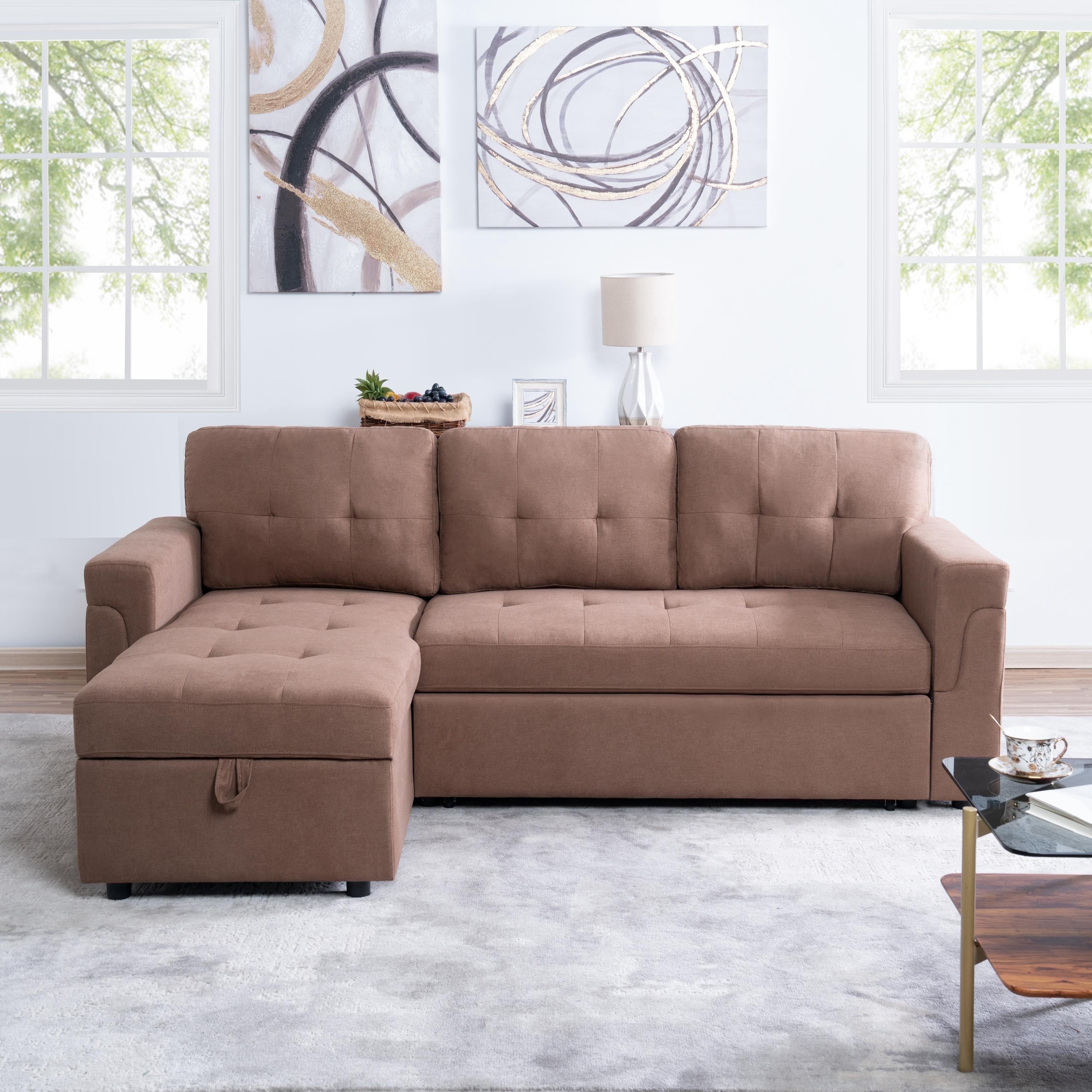78 in. W Convertible Sleeper Sectional Sofa, L Shaped Couch for