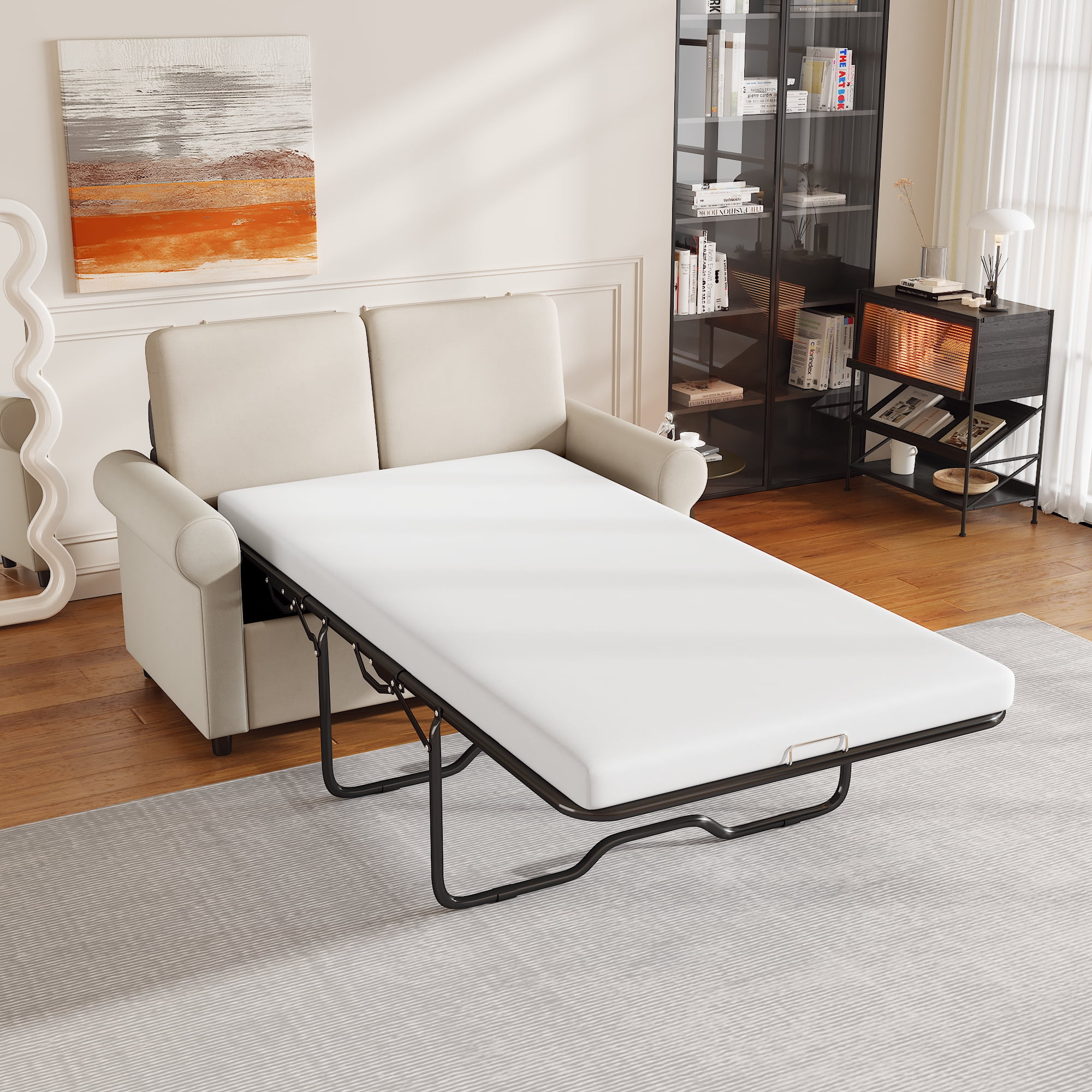 Pull Out Sofa Bed Sleeper Sofa with Twin Size Mattress Pad 2-in-1 Pull ...