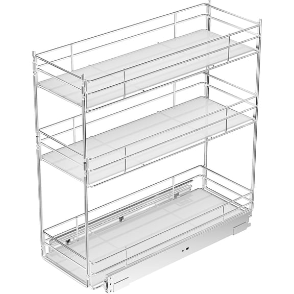 Pull Out Spice Rack Cabinet Organizer (7" W X 20" D),3 Tier Slide Out Drawer for Narrow Cabinet, Pull Out Shelves Under Cabinet Storage for Kitchen