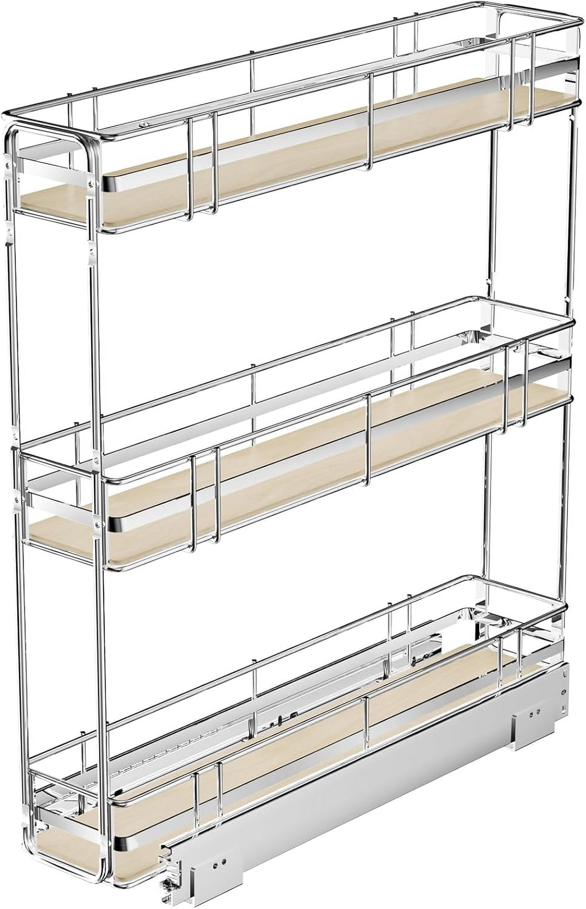 Pull Out Spice Rack Cabinet Organizer (8" W X 20½" D),3 Tier Slide Out Drawer for Narrow Cabinet, Pull Out Shelves Under Cabinet Storage for Kitchen