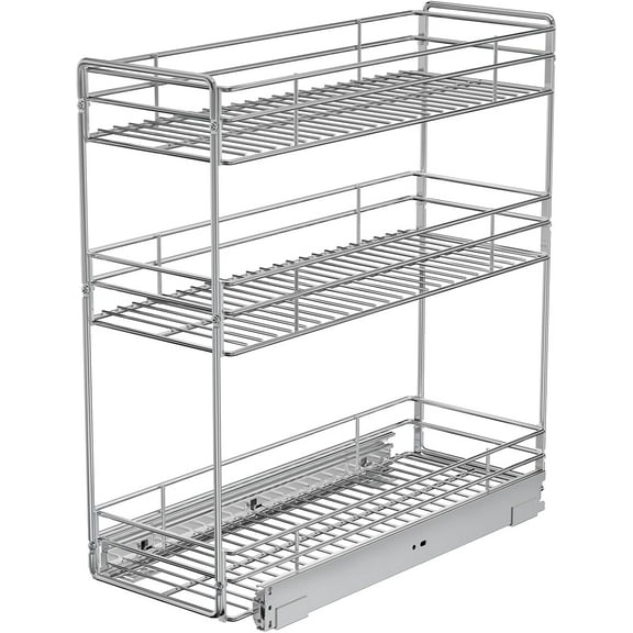 Pull Out Spice Rack Cabinet Organizer (8" W X 20½" D),3 Tier Slide Out Drawer for Narrow Cabinet, Pull Out Shelves Under Cabinet Storage for Kitchen