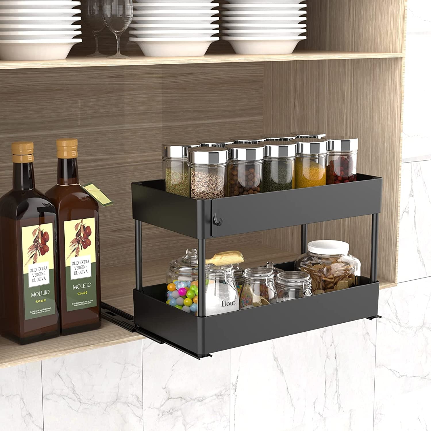 Pull Out Spice Rack Organizer for Cabinet , Slide Out Seasoning ...