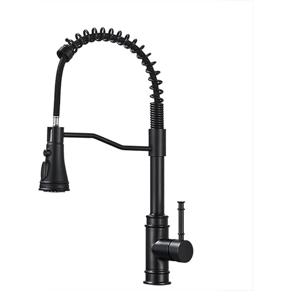 Pull Out Spring Kitchen Faucet, Pull Down Hot & Cold Water Mixer Taps, Matte Black Deck Mounted Three Function Hot and Cold Water Crane