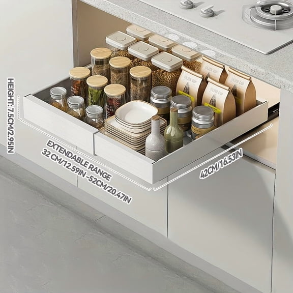 1/2/4Pcs Expandable Pull Out Storage Tray, No-Drill Easy Install Under Sink Slide Cabinet Organizer Shelf for Kitchen Bathroom Pantry Household Storage