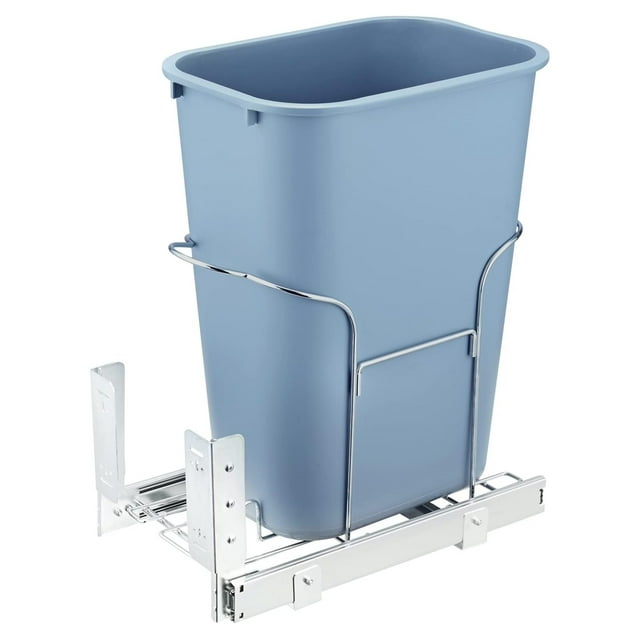 Pull-Out Trash Can, 35L Single Bin, Under Mount Kitchen Waste Container with Slide, Handle and Door Mounting Kit, 110 lbs Load Capacity Heavy Duty Garbage Recycling Bin for Kitchen Cabinet, Sink