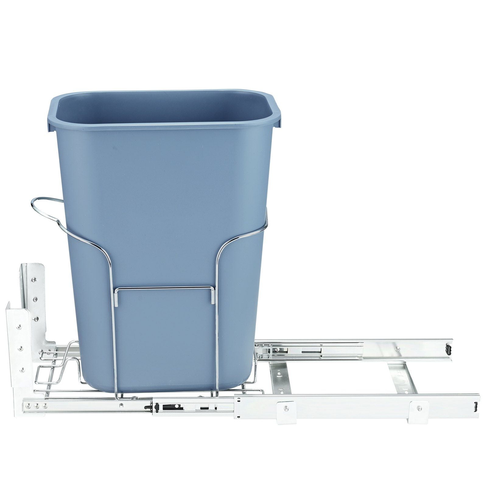 Gray Plastic Pull-Out Kitchen Trash Can with Iron Frame