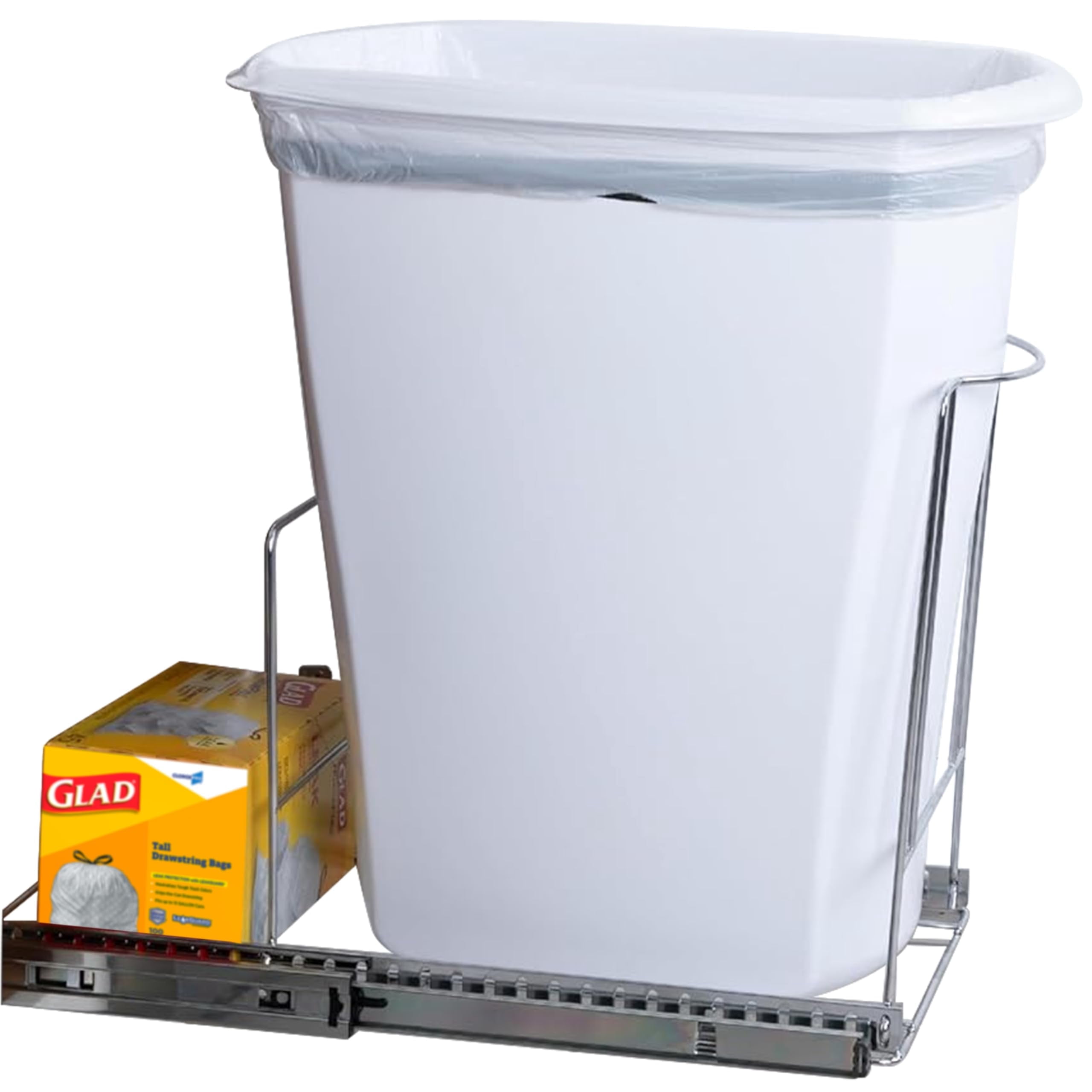 Pull Out Trash Can Shelf - Adjustable –14 3/4"H x 12 1/8"W x 21"D