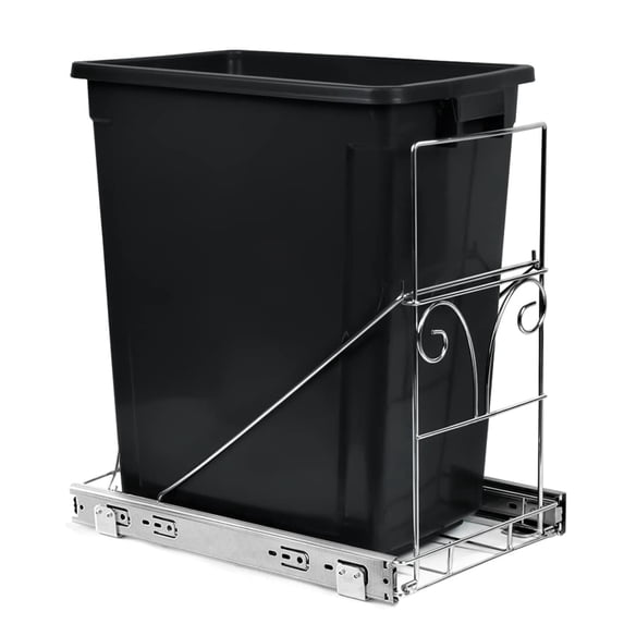 Pull Out Trash Can Under Cabinet Silde 35 qt Kitchen Shelf for Trash CanUnder the Sink, Black