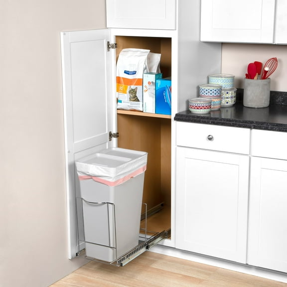 Pull Out Trash Can Under Cabinet- Trash Can Not Included, Heavy Duty w/ 5 Year Limited Warranty- Requires a 13”W X 22”D Cabinet Opening, Chrome
