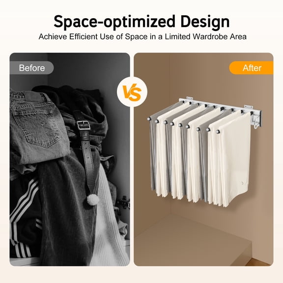 Pull Out Trouser Rack Closet Pants Hanger 9 Arms Slide Out Pants Storage Holder