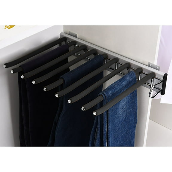 Pull Out Trousers Rack 9 Arms Steel Pants Rack Pants Hanger (Right Installation)