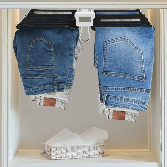 59*46*9.6cm 22 Arms Stainless Steel Double Row Black 22-Arm Steel Pull-Out Trouser Rack 33lbs Capacity for Hanging Jeans, Scarves, Pants, Ties