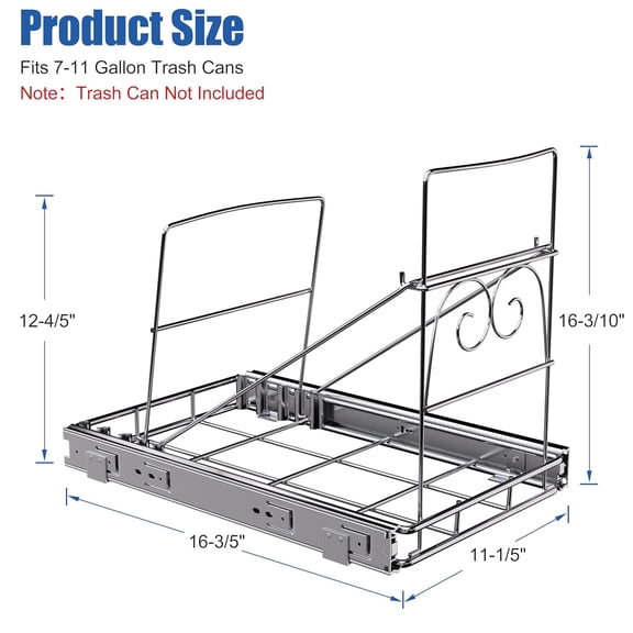 Pull Out  Under Cabinet, Adjustable Cabinet  Pull Out Kit Under Sink Slide Out Shelf (Bin Not Included), Fits Min. 12" Opening Cabinet