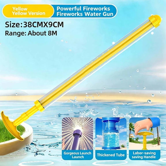 Pull-Out Water Spray Stick Manual Water Suction Sprayer High-Pressure Summer Water Blaster For Pool Beach & Backyard Games(Yellow-38.5X3Cm)
