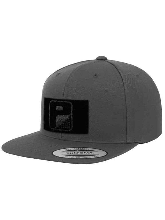 Flat Bill Premium Snapback Hat | Dark Grey Baseball Tactical Cap | 2x3 in Loop Surface to Attach Patches