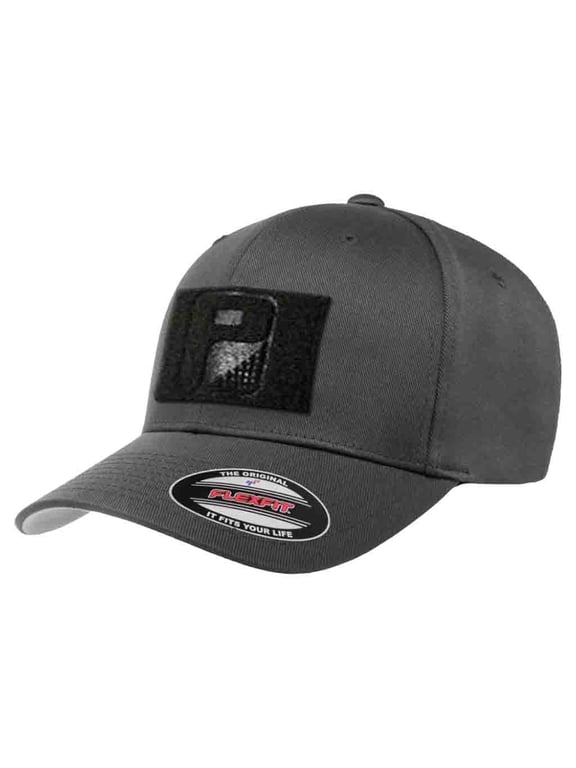 XL/XXL Curved Bill Premium Flexfit Baseball Hat | Grey Tactical Cap | 2x3 in Loop Surface to for Morale Patches