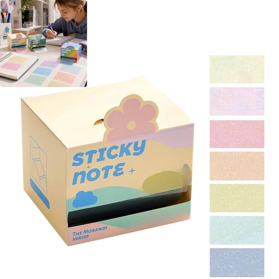 Pull Out Pearlescent Sparkle Sticky Notes Transparent Glittery Post It Notes 105 Sheets Soft Paper Memo Pads For Home Study Office Use Back To School School Supplies Bulk,Beige