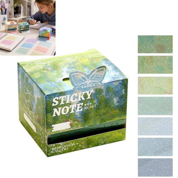 Pull Out Pearlescent Transparent Sparkle Sticky Notes Glitter Cute Post It Notes Soft Paper 105 Sheets For Study Planner Home Office School Bulk Supplies,green