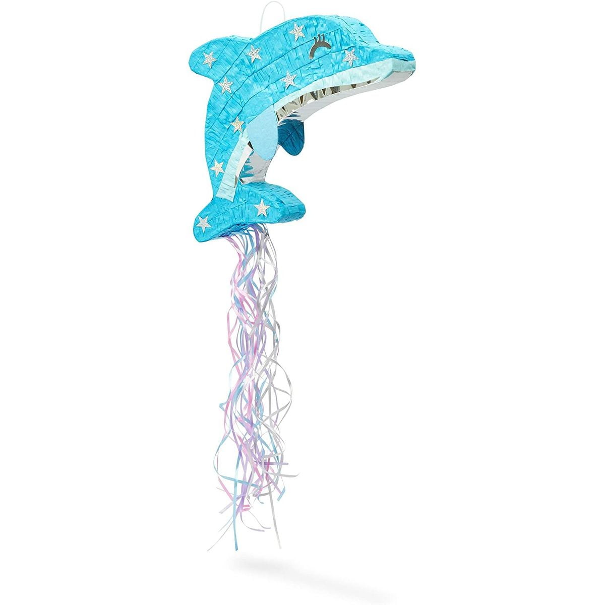 Pull Pinata for Birthday Party, Small Dolphin (13 x 16.5 x 3 In)