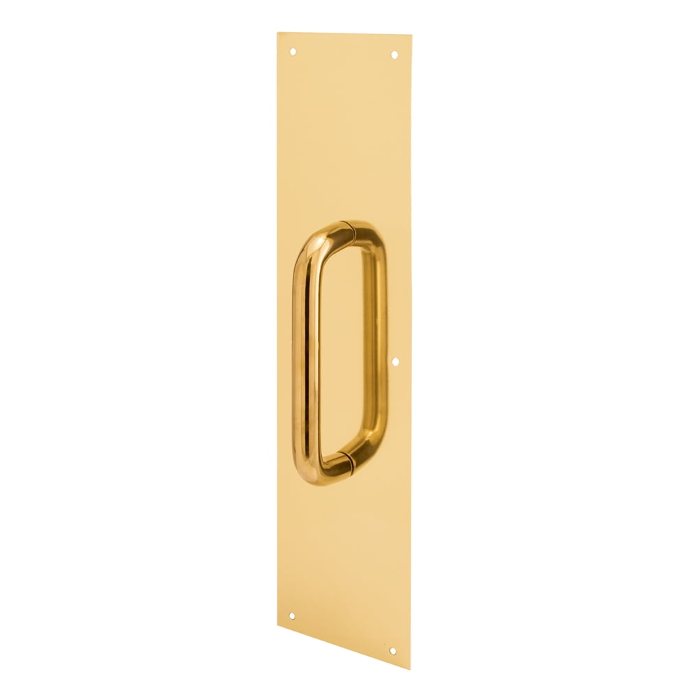 Polished Brass Door Pull Plate with Round Handle