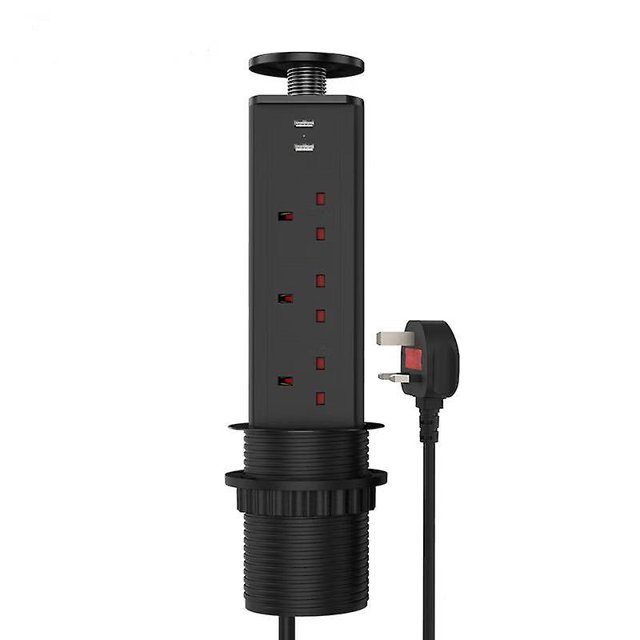 Pull Pop Up Power Sockets for Kitchen Worktops Electrical Plug Socket with 2 USB Charging Ports