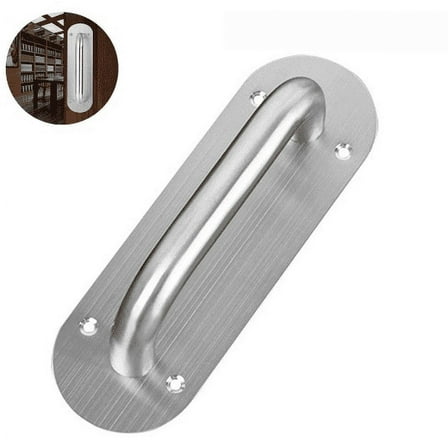 Pull Push Door Plate Handle Stainless Steel Heavy Duty Barn Door Pull For Shed Commercial Fire Door With Mounting Screws - Oval