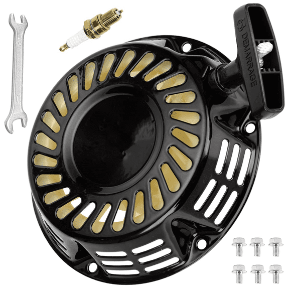 Pull Recoil Start Spark Plug for 196cc 5.5hp 6.5hp Coleman BT200X CT200U Trail CT200U-EX Motovox MBX20 MB200 Baja MB200 Predator 212cc Mini Bike Motor Hammerhead 80T TrailMaster Go Kart Black