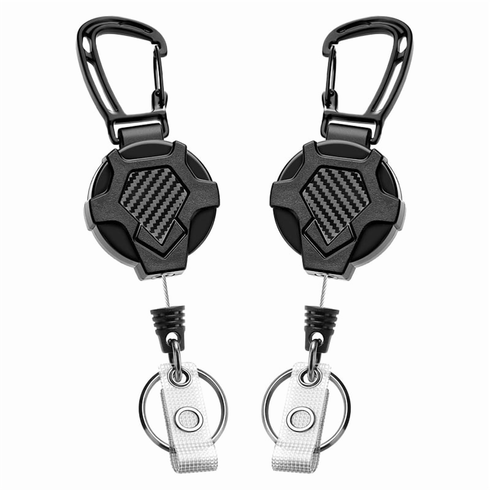 B-add DELSWIN Retractable Keychain Heavy Duty - Retractable Key Holder Key Ring with Carabiner ID Badge Clip Reel with Steel Cord Clas B-add DELSWIN Retractable Keychain Heavy Duty - Retractable Key Holder Key Ring with Carabiner ID Badge Clip Reel with Steel Cord Clas