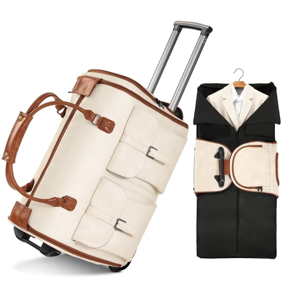 Pull-Rod Wheeled Garment Bag for Business Travel, Wrinkle-Resistant Suit Storage Carrier with Zipper Closure and Telescopic Handle, Durable for Suits and Formal Wear