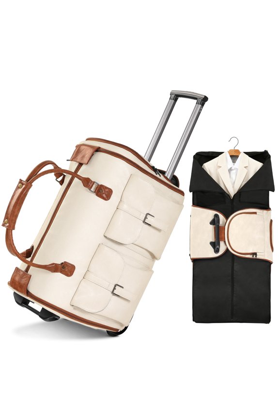 Pull-Rod Wheeled Garment Bag for Business Travel, Wrinkle-Resistant Suit Storage Carrier with Zipper Closure and Telescopic Handle, Durable for Suits and Formal Wear