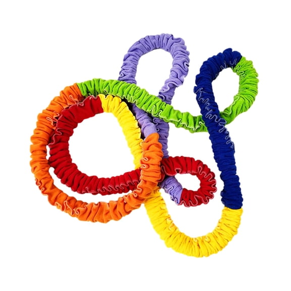Pull Rope, Four direction Design Outdoor Kids Elastic Team Band, Color Sports Rainbow Running Ring Sensory Training Sports Equipment
