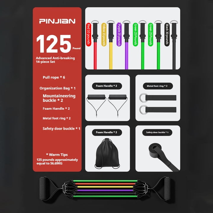 Pull Rope Set Resistance Bands Portable Fitness Equipment Chest Expander Ankle Strap Elastic Exercise Band