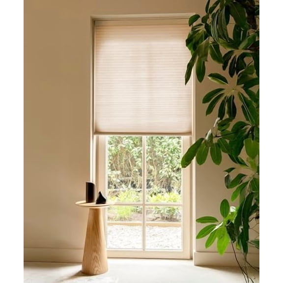 Pull Down Shades for Windows, Light Filtering Cellular Shades Cordless, 9/16" Cell Honeycomb Blinds, Sandshell 27"(W) x48(H)$$Home Decor, Kitchen, & Other