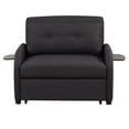 thumbnail image 1 of Pull Out Sofa Sleeper with Adjustable Backrest, 3 in 1 Multifunctional Sofa Bed with 2 Wing Table Side Pocket and USB Charge, Linen Fabric, for Living Room, Recreation Room, Black, 1 of 9