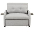 thumbnail image 1 of Pull Out Sofa Sleeper with Adjustable Backrest, 3 in 1 Multifunctional Sofa Bed with 2 Wing Table Side Pocket and USB Charge, Linen Fabric, for Living Room, Recreation Room, Grey, 1 of 9