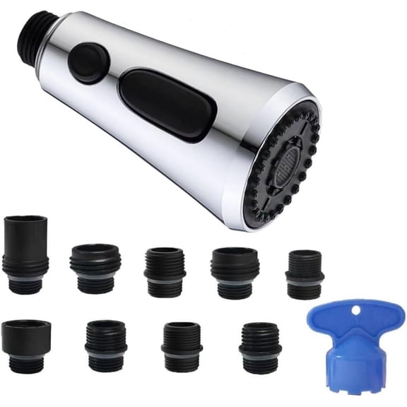 Pull Down Spray Head for Kitchen Faucet, 3 Modes with 9 Adapters, Faucet Replacement Compatible Moen,Replacement Pull-Out Sink Spout Sprayer Nozzle, Chrome