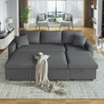 thumbnail image 1 of Pull Out Storage Sofa Bed, 87.4'' Reversible L-Shape 3 Seat Sectional Couch, Polyester Fabric Padded Upholstered Sleeper Sofa with 2 Pillows for Living Room Furniture, 1000lbs, Gray,, 1 of 9