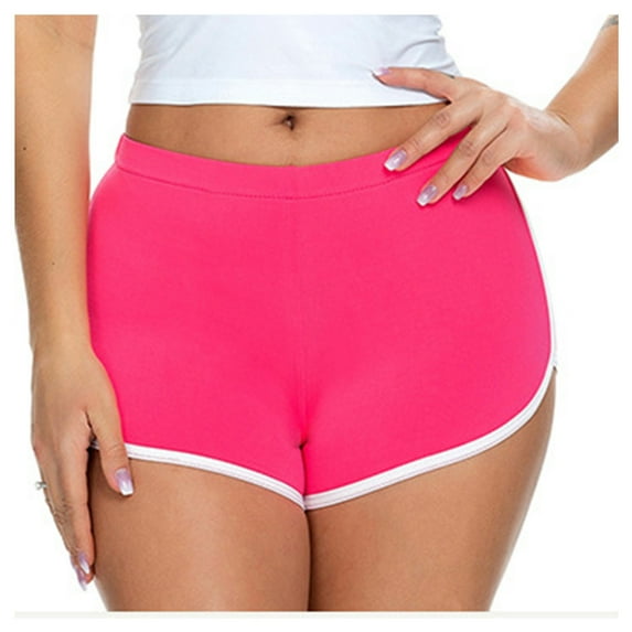 Pull on Stretch Shorts New Womens High Waisted Yoga Shorts Summer Sports Gym Workout Running Fitness Activewear Slim Leggings Yoga Shorts Womens Swim Shorts New Pinky-a M
