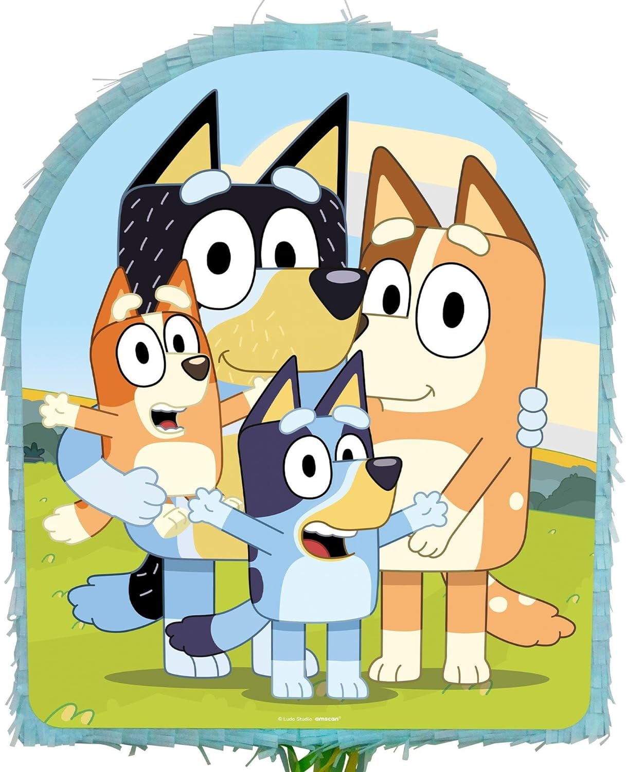 Pull String Bluey & Bingo Pinata, Dual Design, Cardstock & Tissue Paper