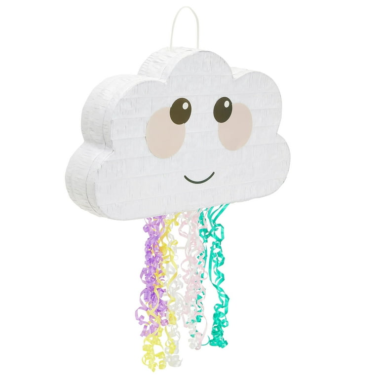 Cloud Pull String Pinata for Baby Shower Gender Reveal Kids Rainbow Sky Birthday Party Supplies Small 16.5 x 10.5 Inches