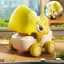 Pull String Dinosaur Toy Car for Toddlers, Interactive Shark & Triceratops Pull Back Vehicle, Educational Preschool Toys for Kids Age 3 4 5, Mini Plastic Friction Powered Car with Moving Mouth