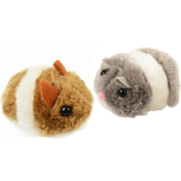 Pull String Mouse Vibrating Movable Interactive Toy Fluffy Plush Mice for Cats